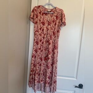 Knox Rose Pink and Red Floral Maxi Dress